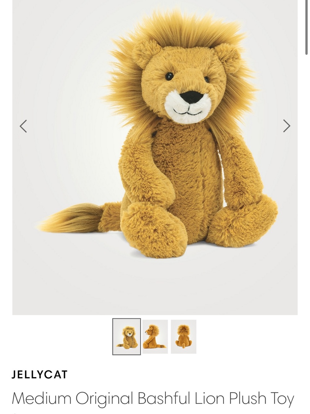Jellycat Mustard Golden Lion Plush - Soft Yellow-Brown Teddy
